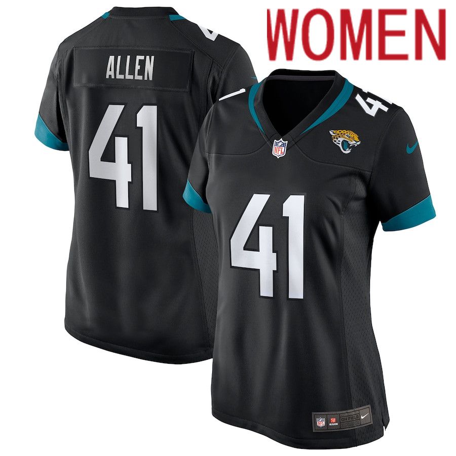 Women Jacksonville Jaguars #41 Josh Allen Black Nike Game NFL Jersey->women nfl jersey->Women Jersey